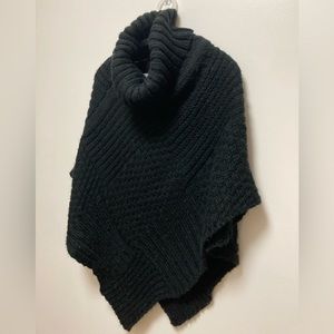 Poncho Sweater Black Turtleneck